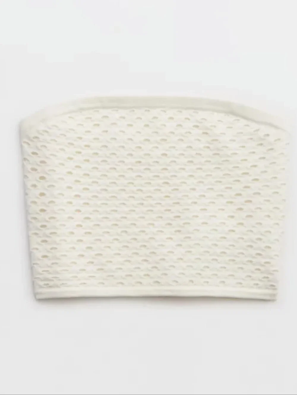 New Aerie Crochet Sweater Tube Top S Soft Muslim Ivory Cropped Fitted Strapless - Picture 6 of 16